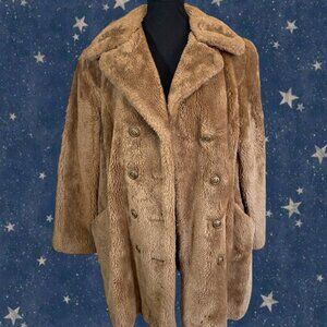VTG 60s Sears brown faux fur coat